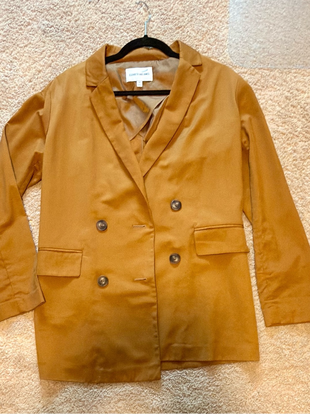 Elizabeth and James Double-Breasted Blazer in Camel Brown